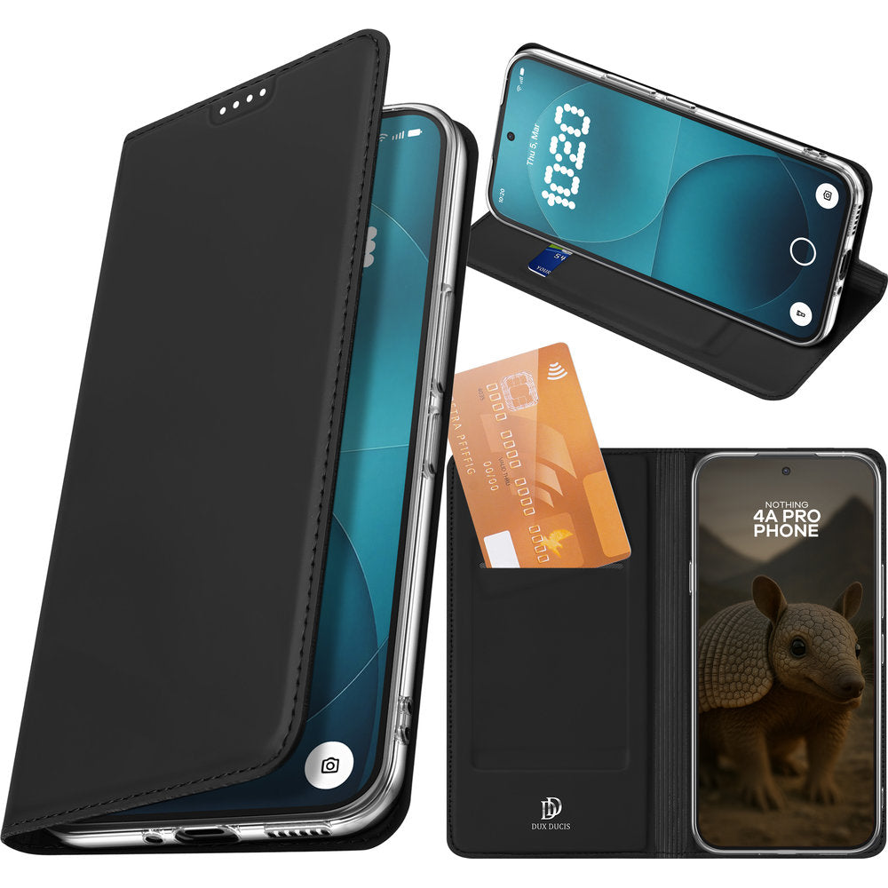 Handyhülle mit Klappe für Nothing Phone 4a Pro, Dux Ducis Skin Pro, Schwarz