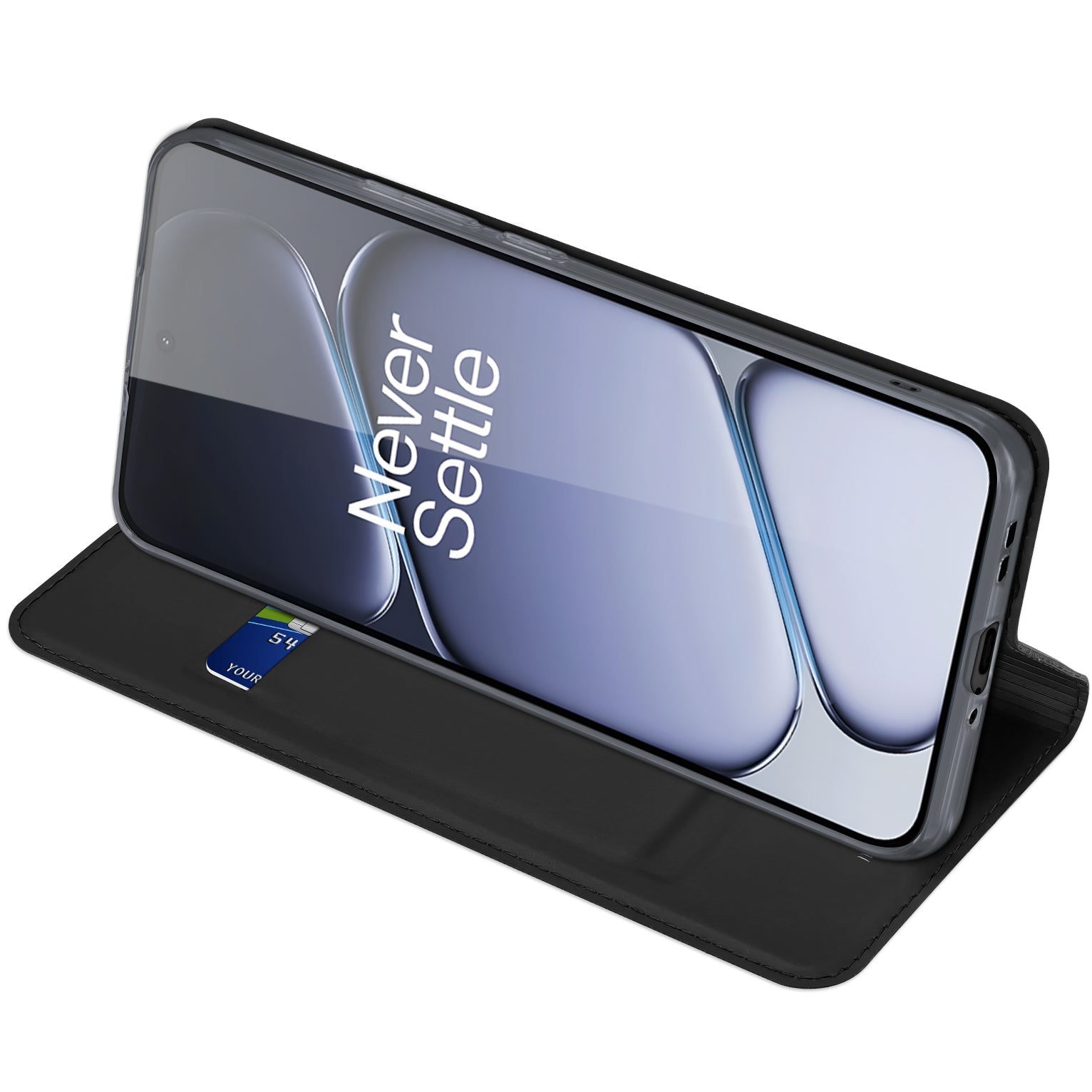 Handyhülle mit Klappe für OnePlus 15R, Dux Ducis Skin Pro, Transparent-Schwarz