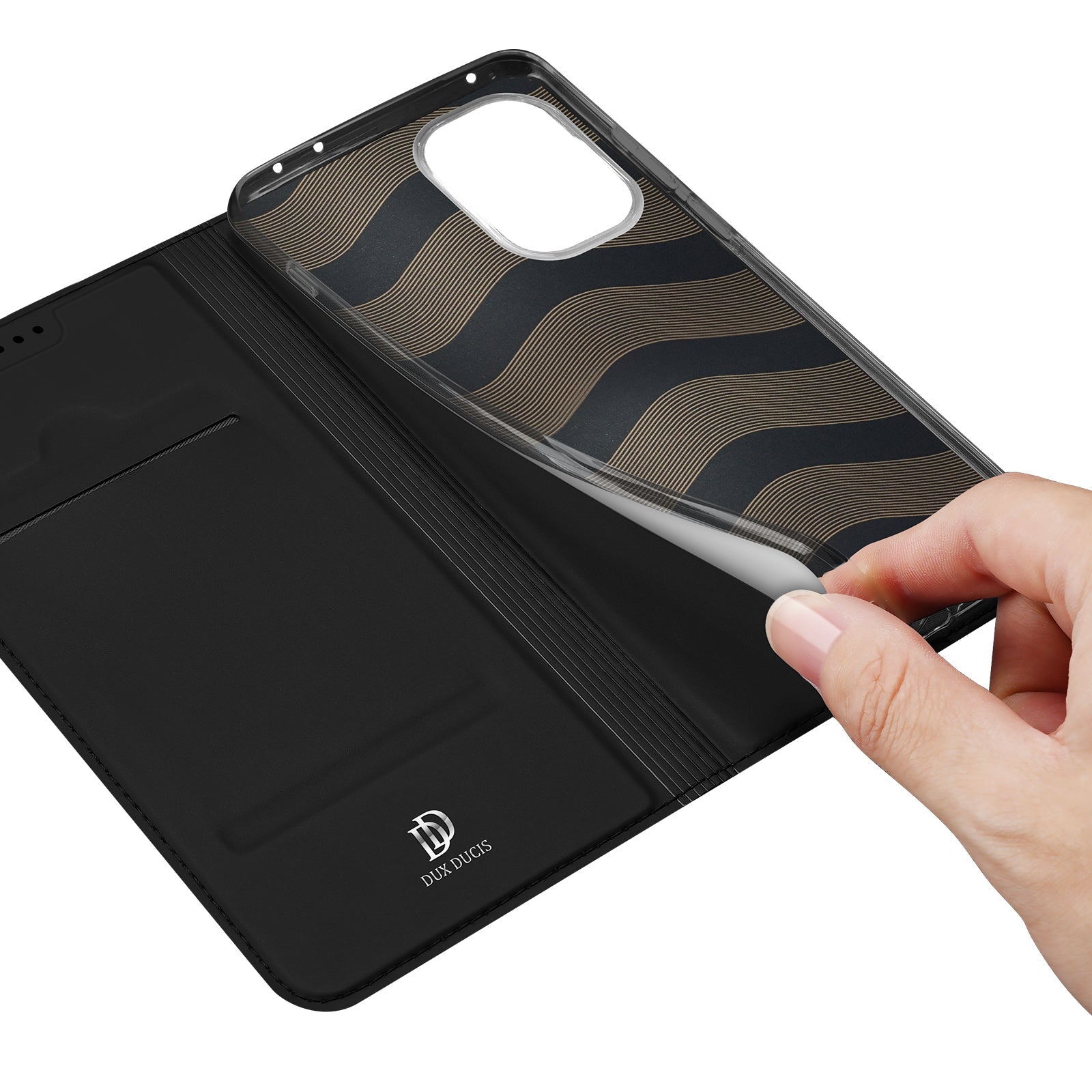Handyhülle mit Klappe für OnePlus 15R, Dux Ducis Skin Pro, Transparent-Schwarz