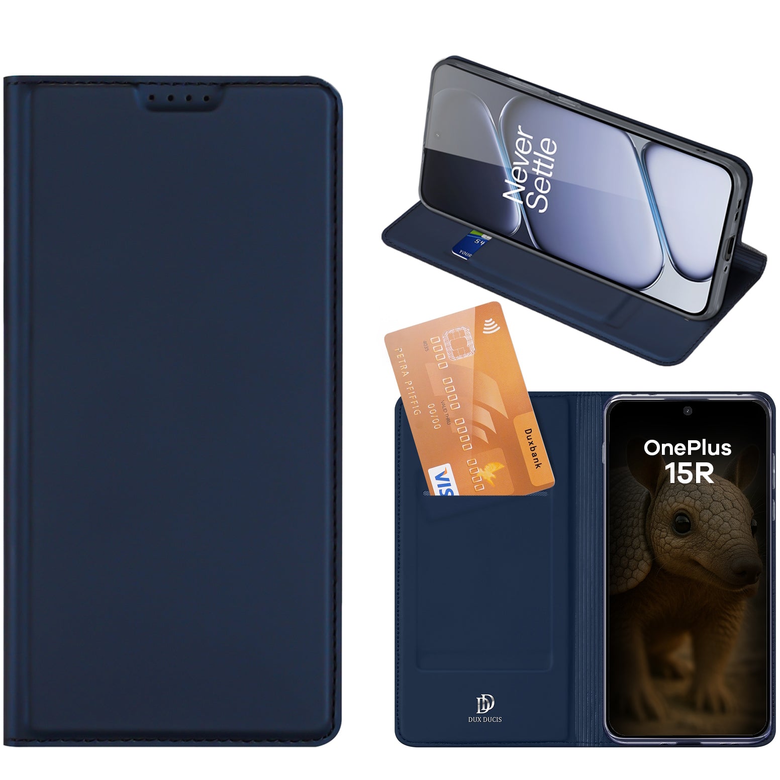 Handyhülle mit Klappe für OnePlus 15R, Dux Ducis Skin Pro, Dunkelblau