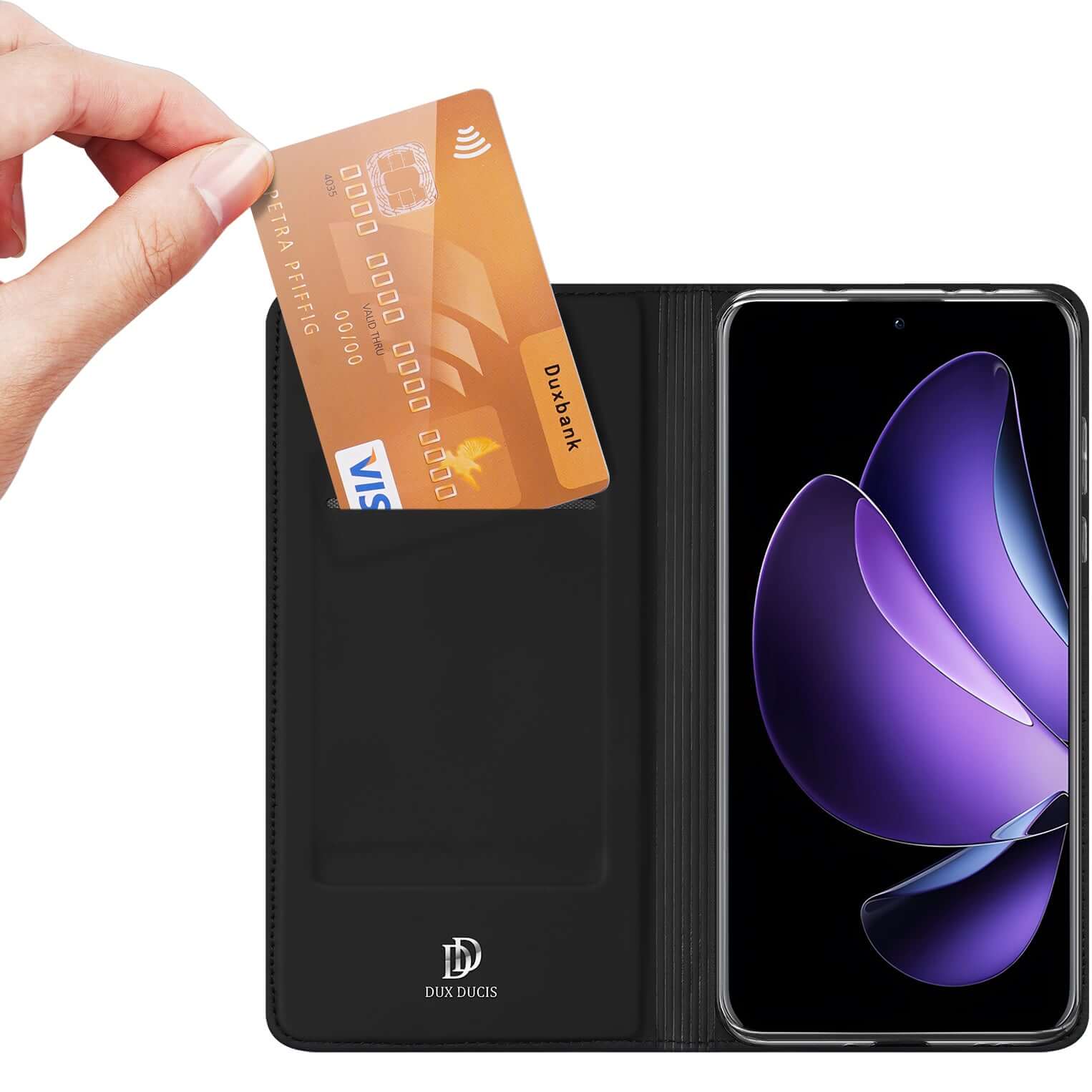 Handyhülle mit Klappe für OPPO Reno13 Pro, Dux Ducis Skin Pro, Schwarz