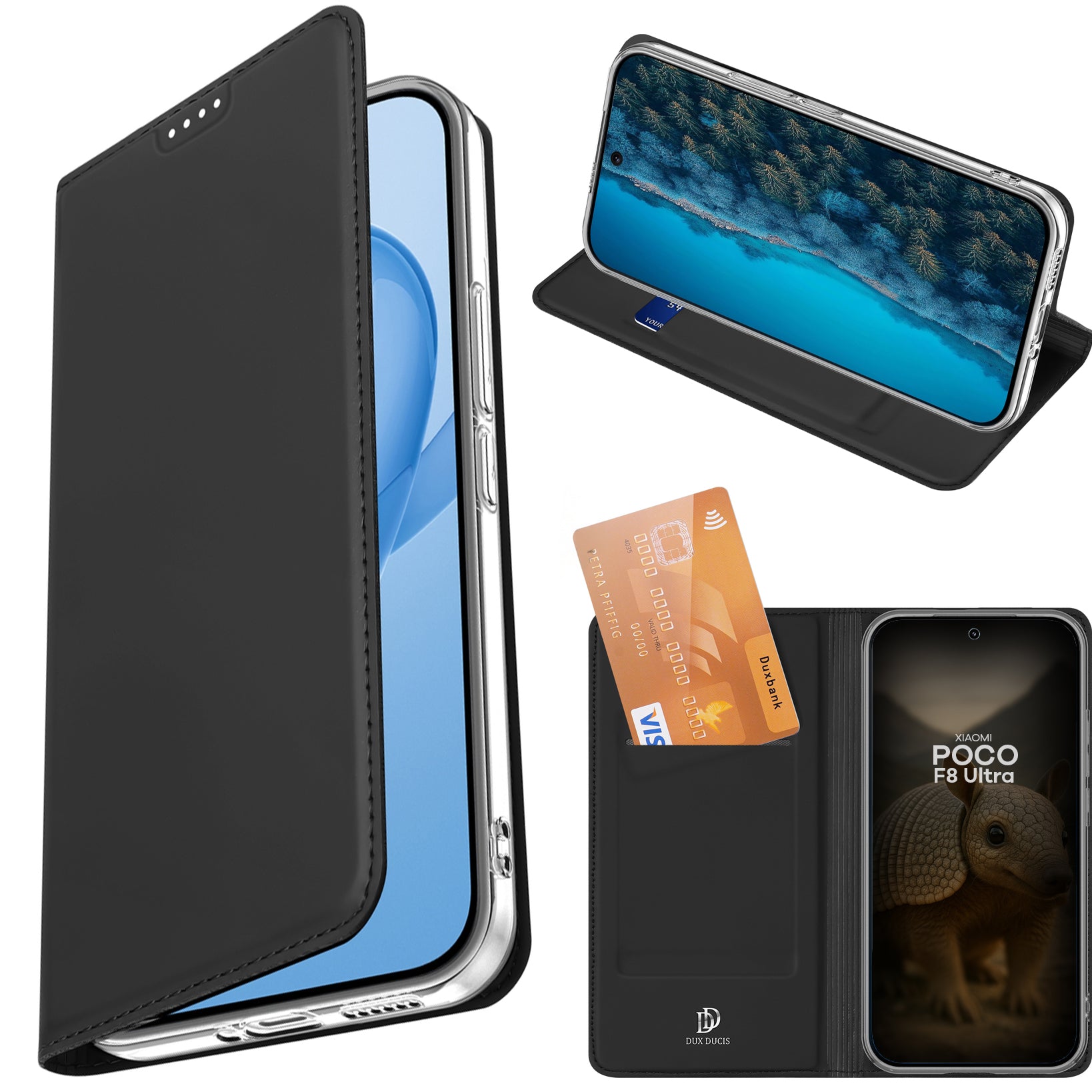 Handyhülle mit Klappe für Xiaomi POCO F8 Ultra, Dux Ducis Skin Pro, Schwarz