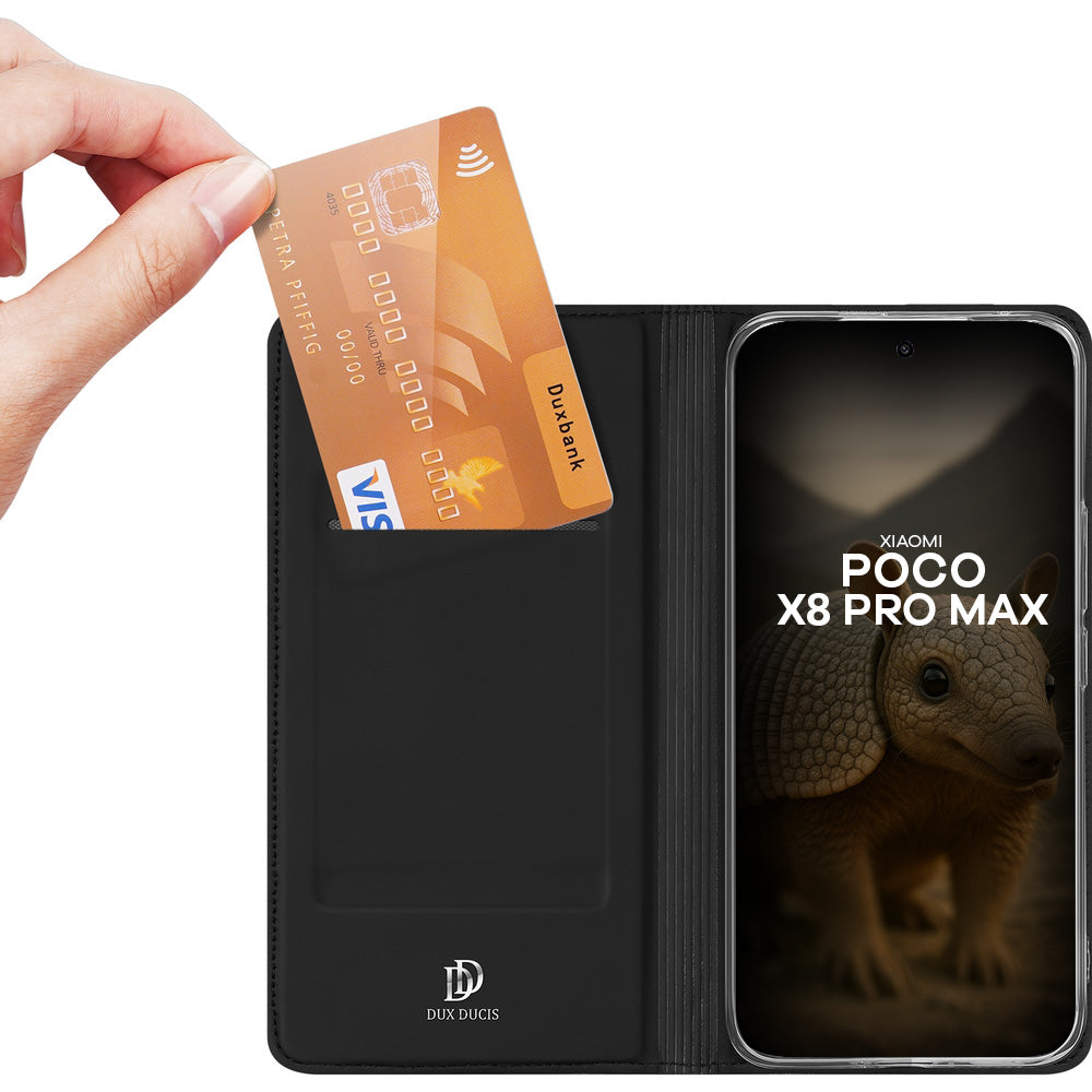 Handyhülle mit Klappe für Xiaomi POCO X8 Pro Max, Dux Ducis Skin Pro, Schwarz