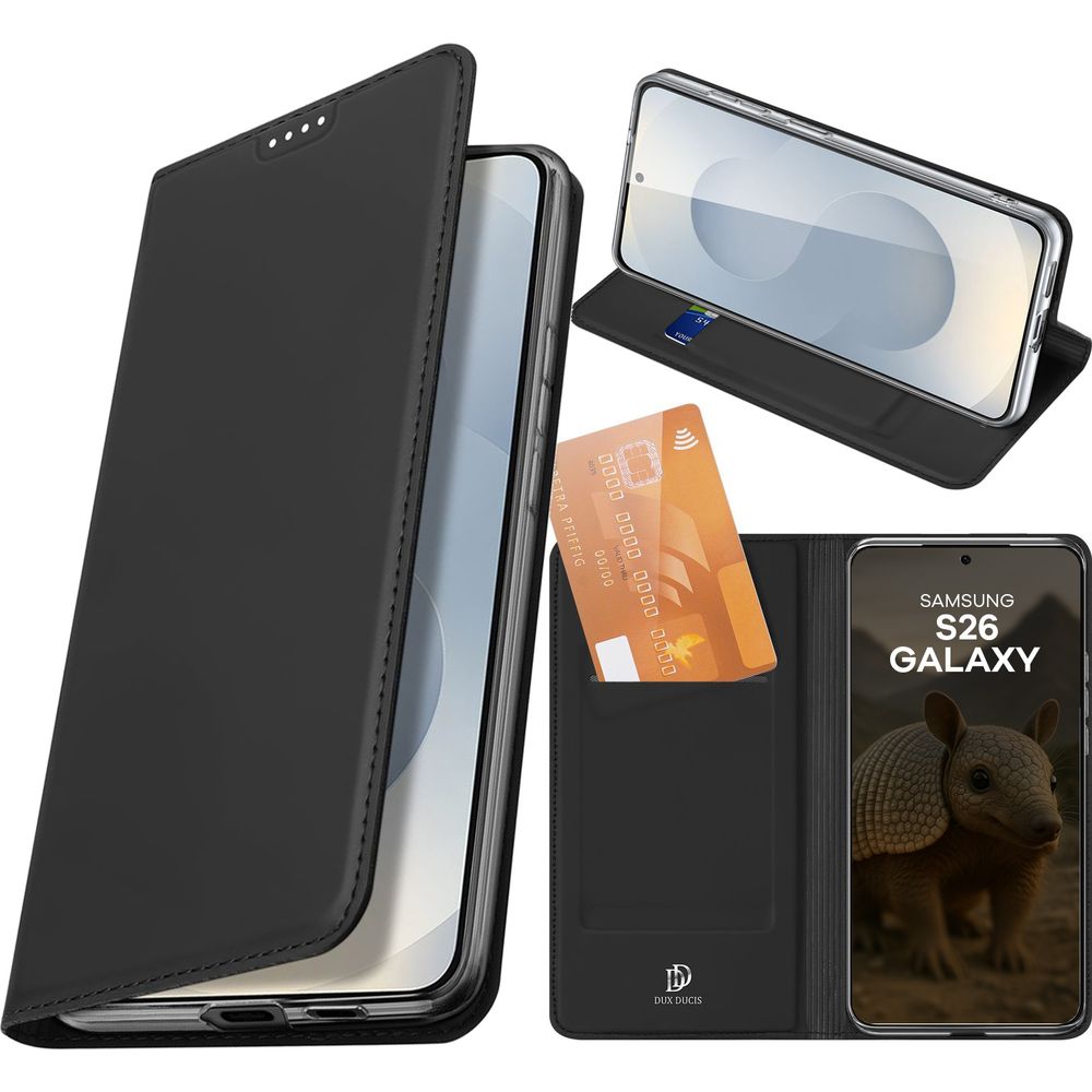 Handyhülle mit Klappe für Galaxy S26, Dux Ducis Skin Pro, Schwarz