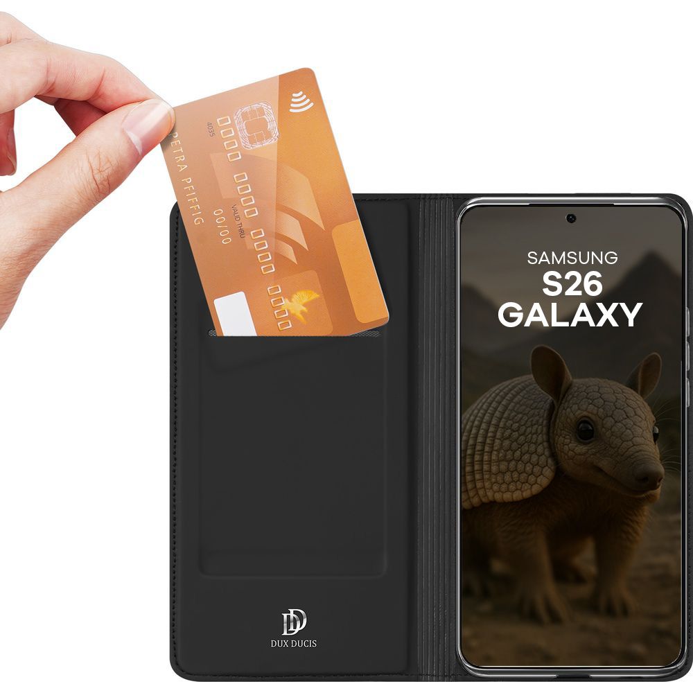 Handyhülle mit Klappe für Galaxy S26, Dux Ducis Skin Pro, Schwarz