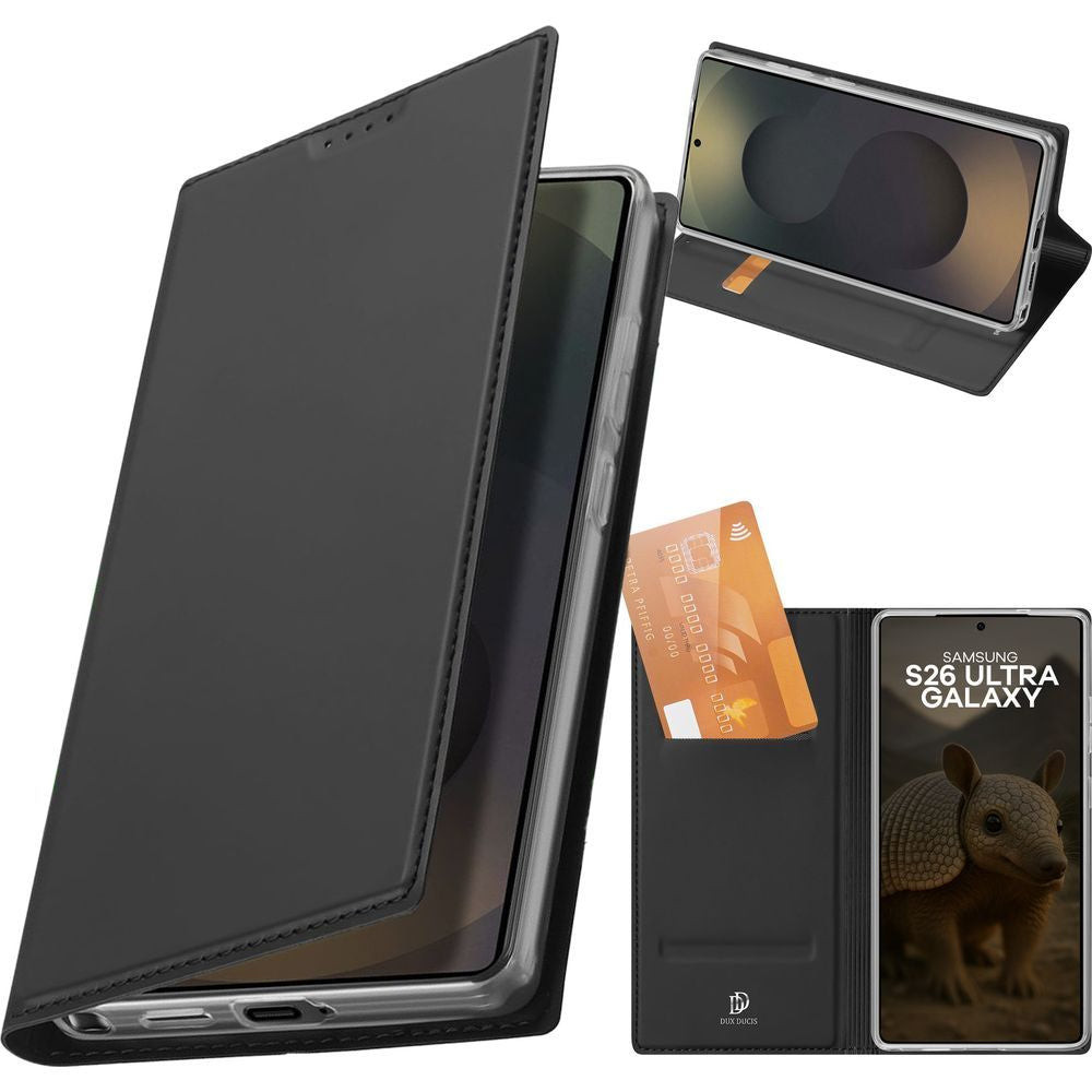 Handyhülle mit Klappe für Galaxy S26 Ultra, Dux Ducis Skin Pro, Schwarz