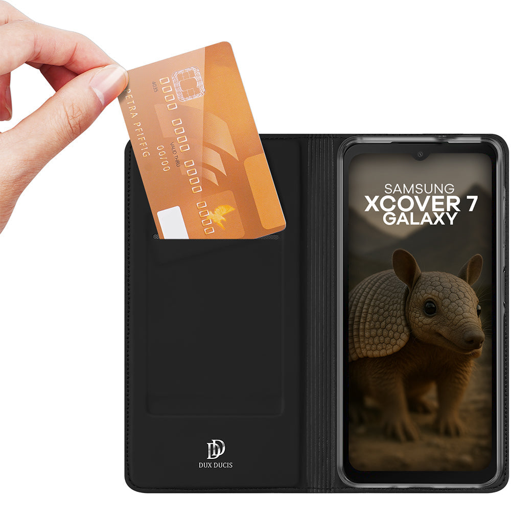 Handyhülle mit Klappe für Galaxy XCover 7 Pro, Dux Ducis Skin Pro, Schwarz