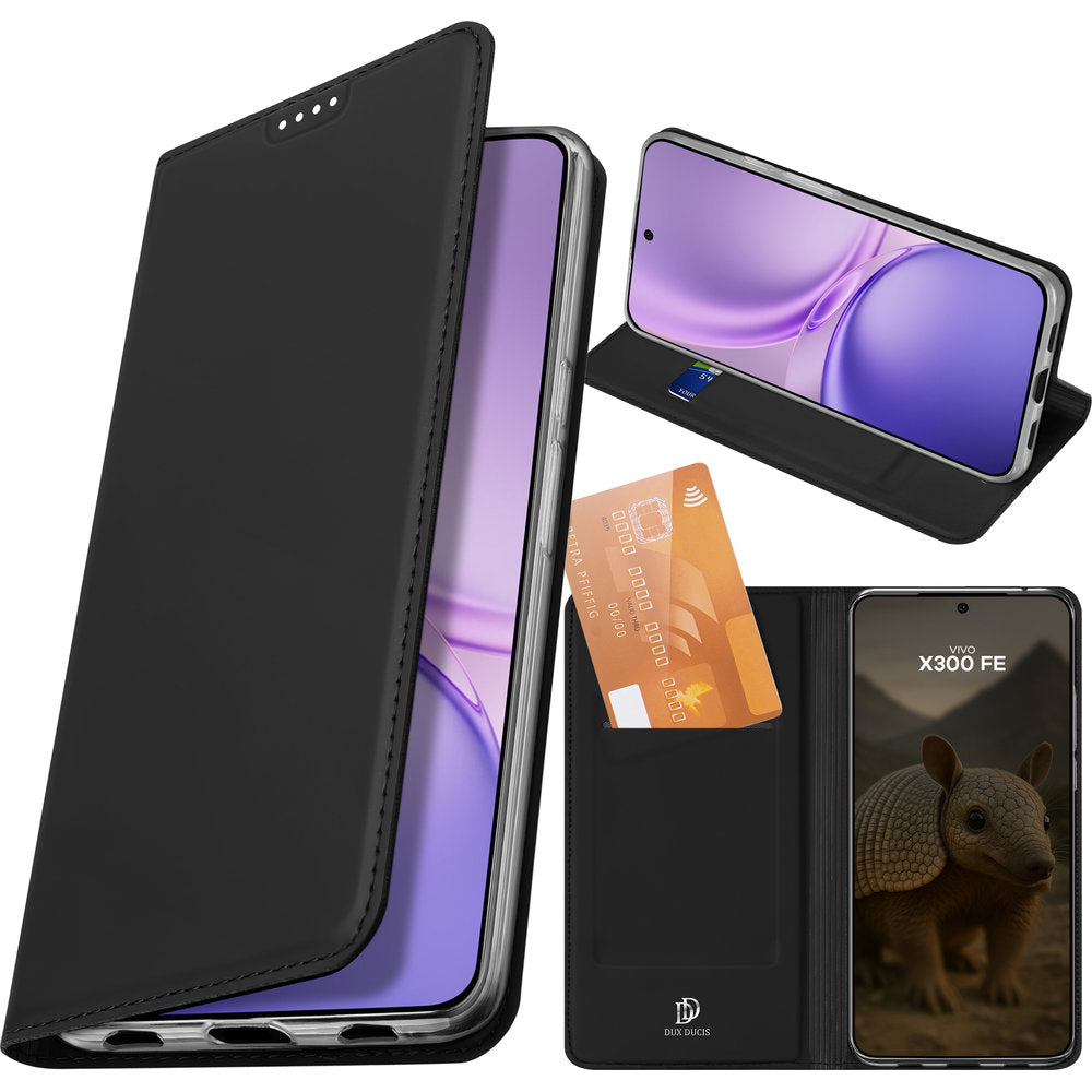 Handyhülle mit Klappe für Vivo X300 FE, Dux Ducis Skin Pro, Schwarz