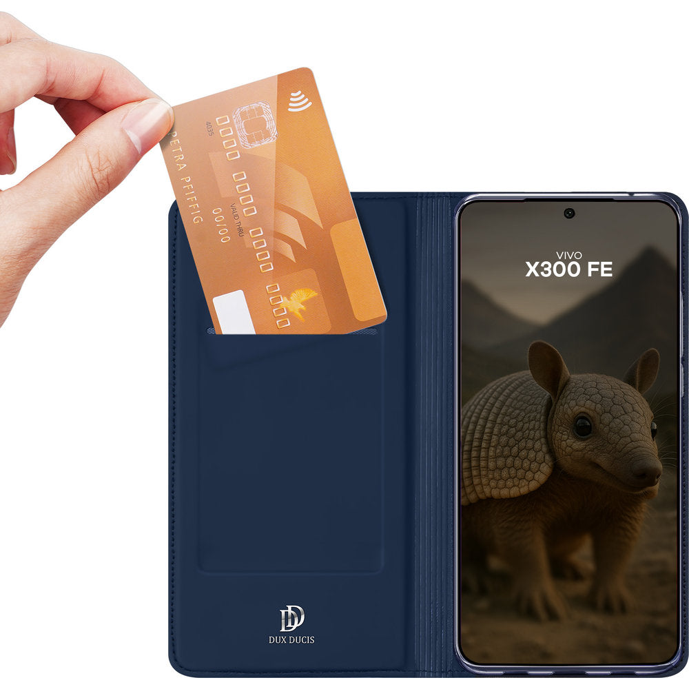 Handyhülle mit Klappe für Vivo X300 FE, Dux Ducis Skin Pro, Dunkelblau