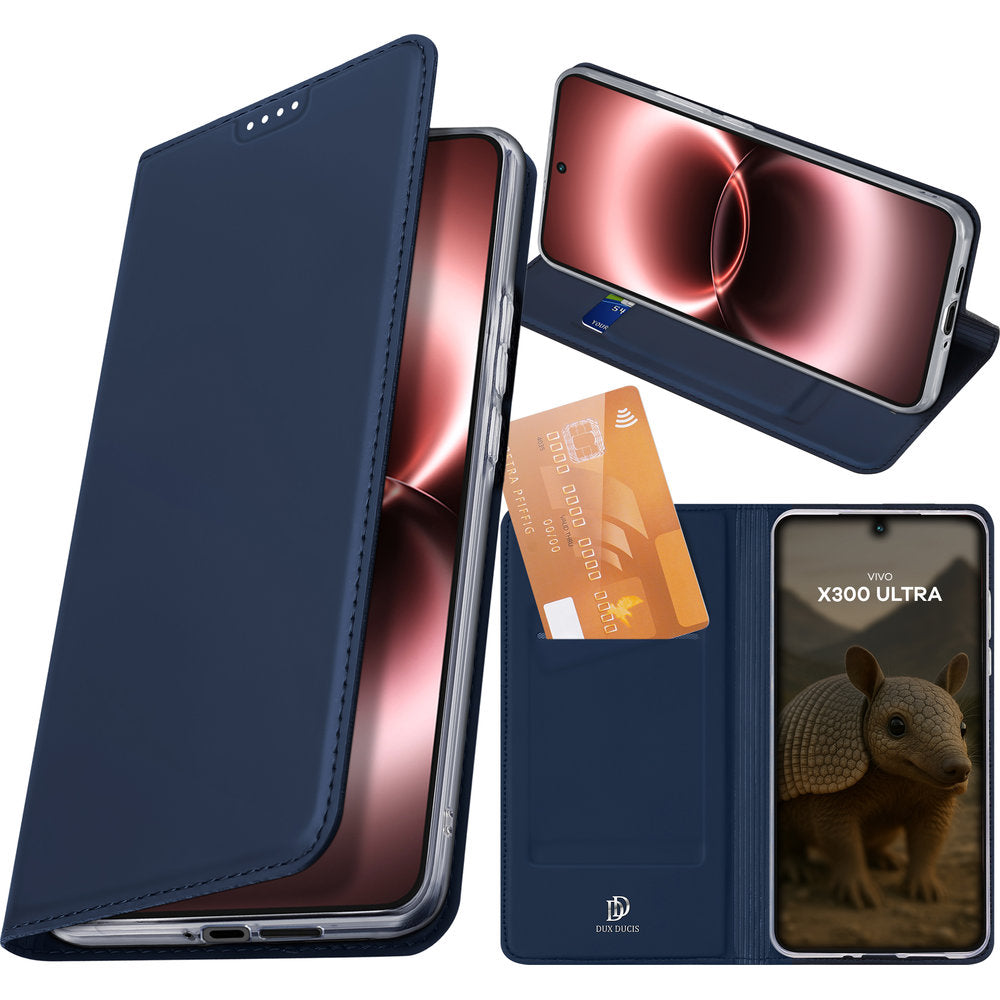 Handyhülle mit Klappe für Vivo X300 Ultra, Dux Ducis Skin Pro, Dunkelblau