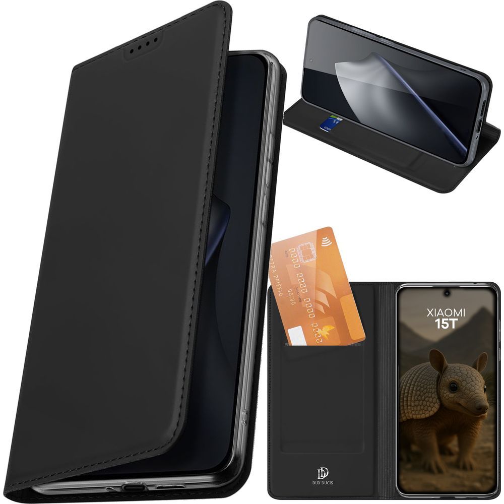 Handyhülle mit Klappe für Xiaomi 15T, Dux Ducis Skin Pro, Schwarz