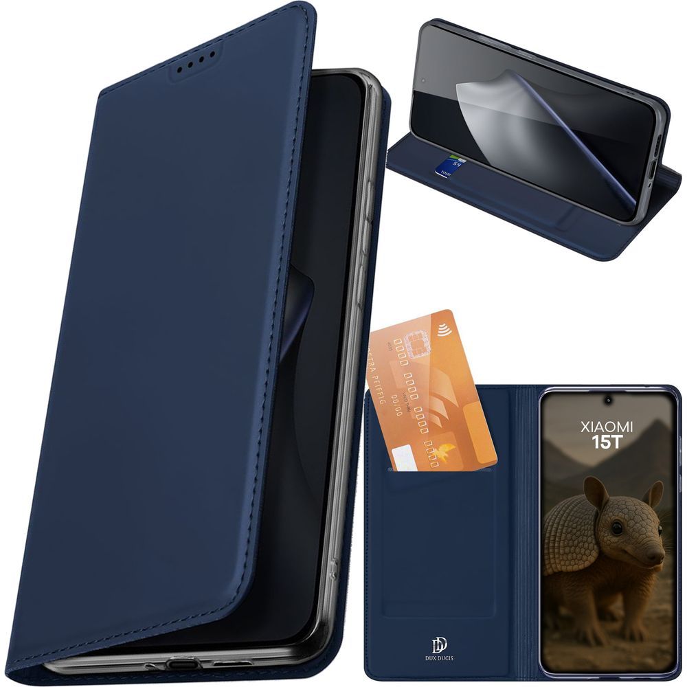 Handyhülle mit Klappe für Xiaomi 15T, Dux Ducis Skin Pro, Dunkelblau