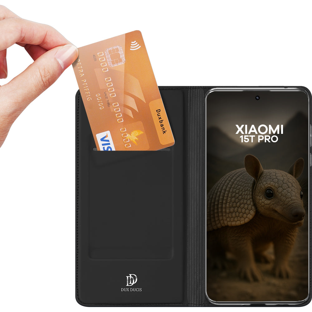 Handyhülle mit Klappe für Xiaomi 15T Pro, Dux Ducis Skin Pro, Schwarz