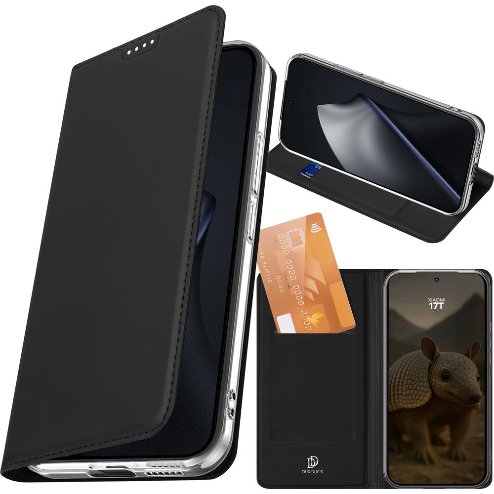 Handyhülle mit Klappe für Xiaomi 17T, Dux Ducis Skin Pro, Schwarz