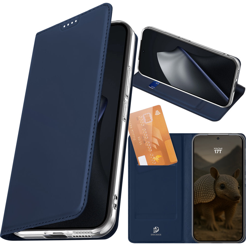 Handyhülle mit Klappe für Xiaomi 17T, Dux Ducis Skin Pro, Dunkelblau