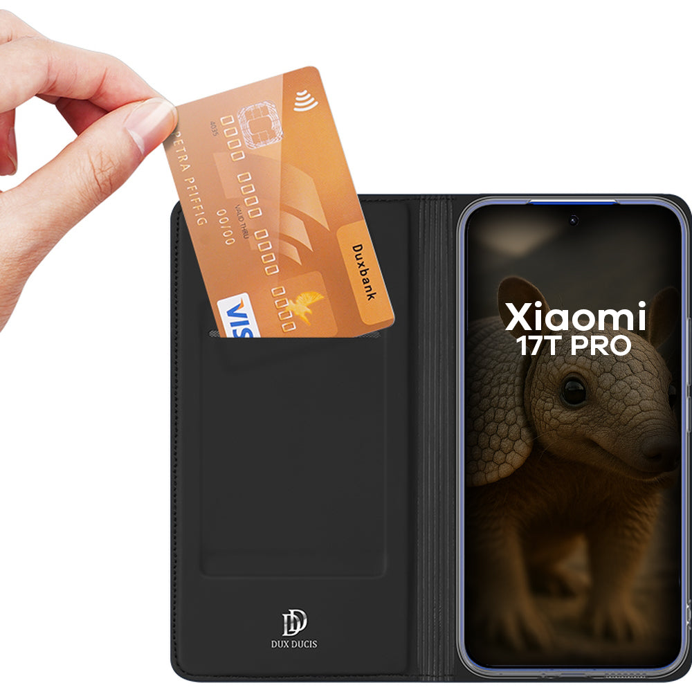Handyhülle mit Klappe für Xiaomi 17T Pro, Dux Ducis Skin Pro, Schwarz