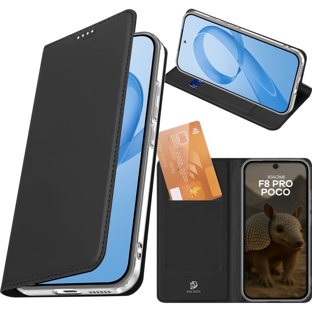 Handyhülle mit Klappe für Xiaomi POCO F8 Pro, Dux Ducis Skin Pro, Schwarz