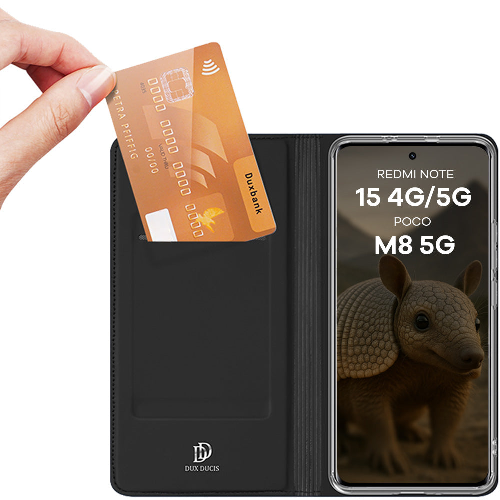 Handyhülle mit Klappe für Xiaomi Redmi Note 15 4G / 5G / POCO M8 5G, Dux Ducis Skin Pro, Schwarz