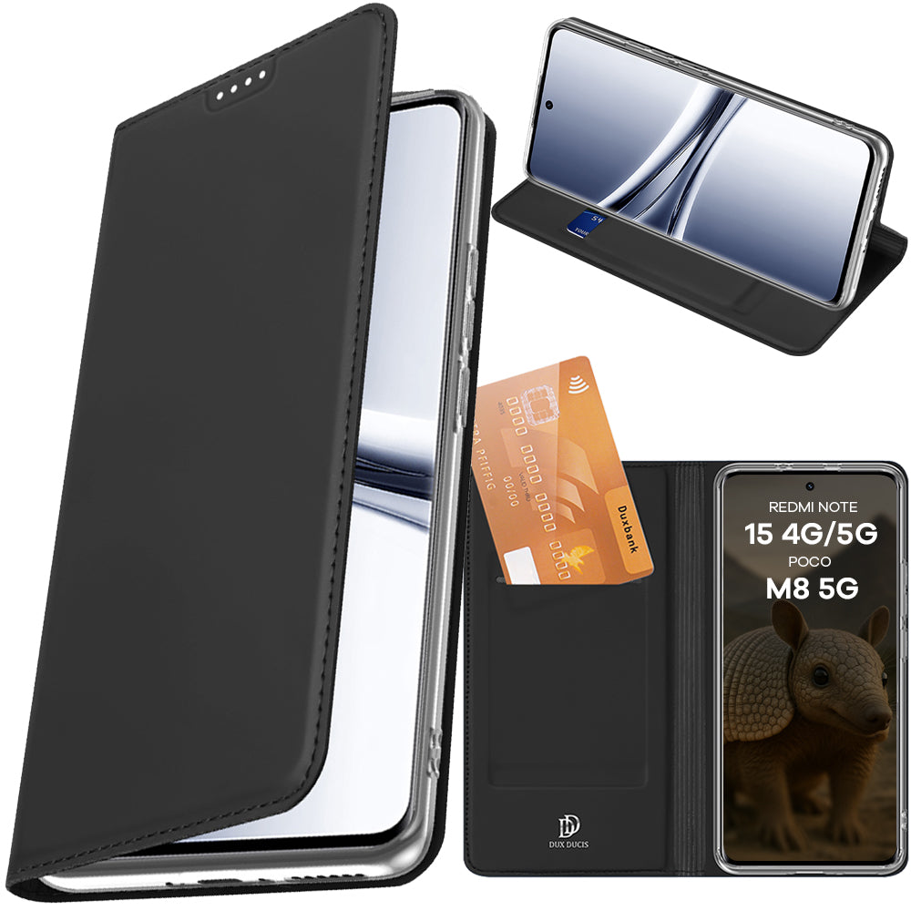 Handyhülle mit Klappe für Xiaomi Redmi Note 15 4G / 5G / POCO M8 5G, Dux Ducis Skin Pro, Schwarz