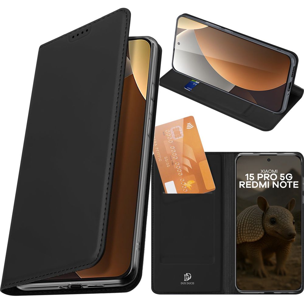 Handyhülle mit Klappe für Xiaomi Redmi Note 15 Pro 5G, Dux Ducis Skin Pro, Schwarz
