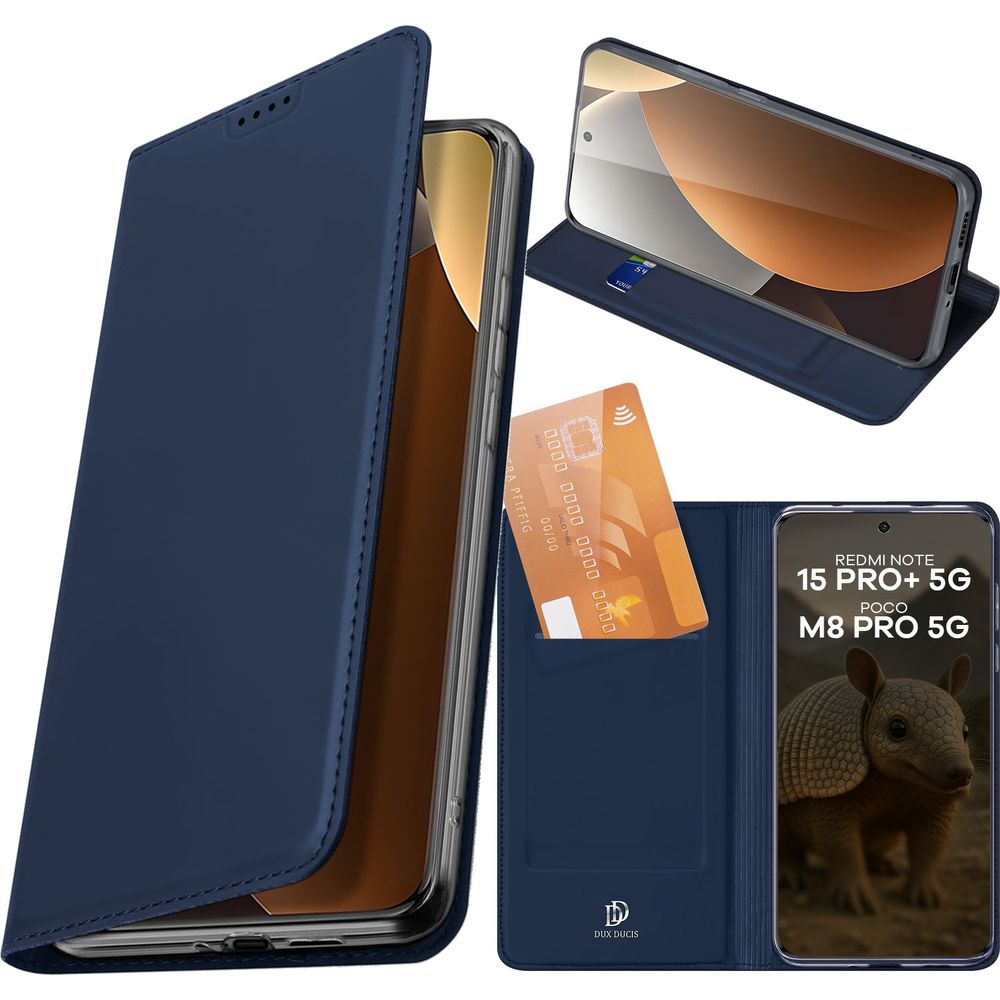 Handyhülle mit Klappe für Xiaomi Redmi Note 15 Pro Plus 5G / POCO M8 Pro 5G, Dux Ducis Skin Pro, Dunkelblau
