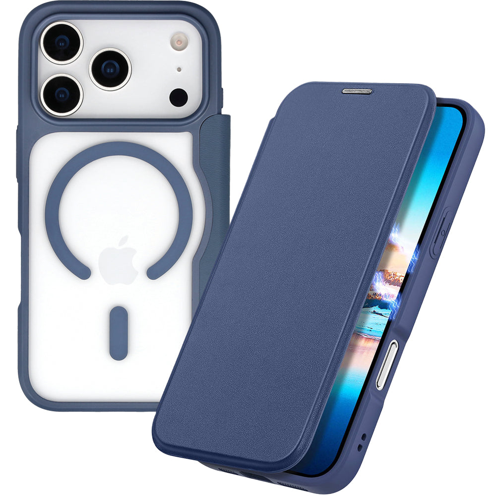 Handyhülle für iPhone 17 Pro mit MagSafe, Dux Ducis Skin X Pro Magnetic, Blau und Transparent