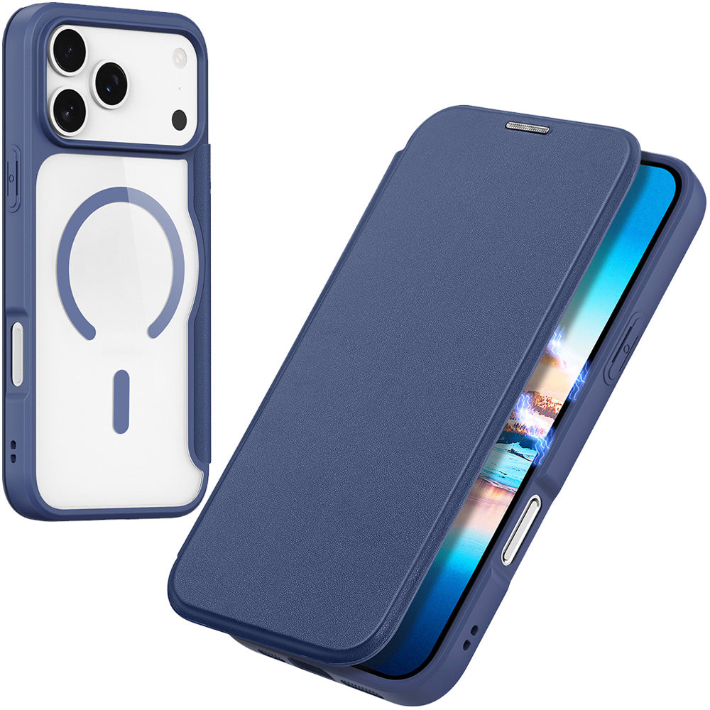 Handyhülle für iPhone 17 Pro Max mit MagSafe, Dux Ducis Skin X Pro Magnetic, Blau und Transparent