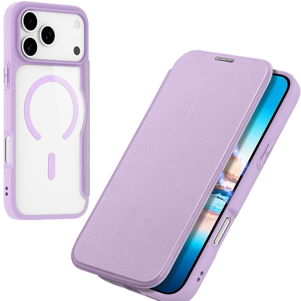 Handyhülle für iPhone 17 Pro Max mit MagSafe, Dux Ducis Skin X Pro Magnetic, Transparent und Violett