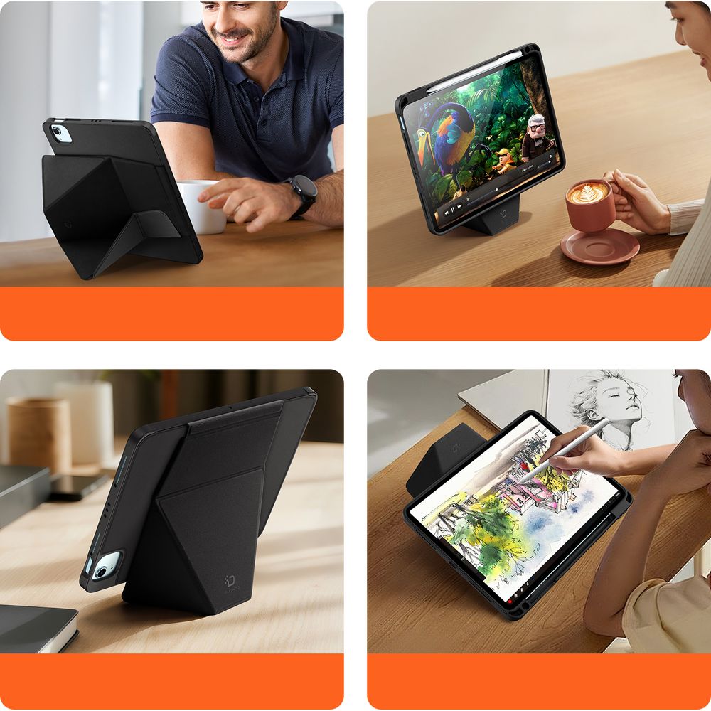 Schutzhülle mit Klappe für iPad Air 11" / 10.9" 2020-2026 / Pro 11" 2018-2022, Dux Ducis Vers, Schwarz