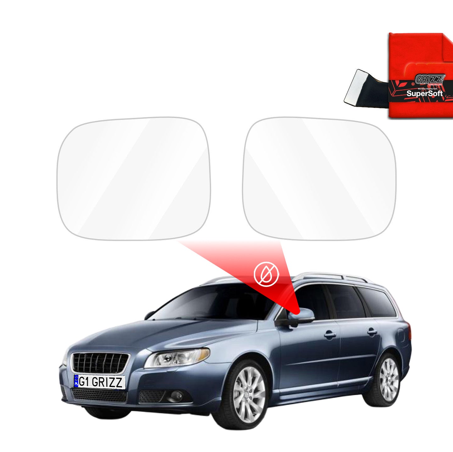 Regenschutzfolie Grizz Protector für Außenspiegel - Volvo V70 (2007-2016)