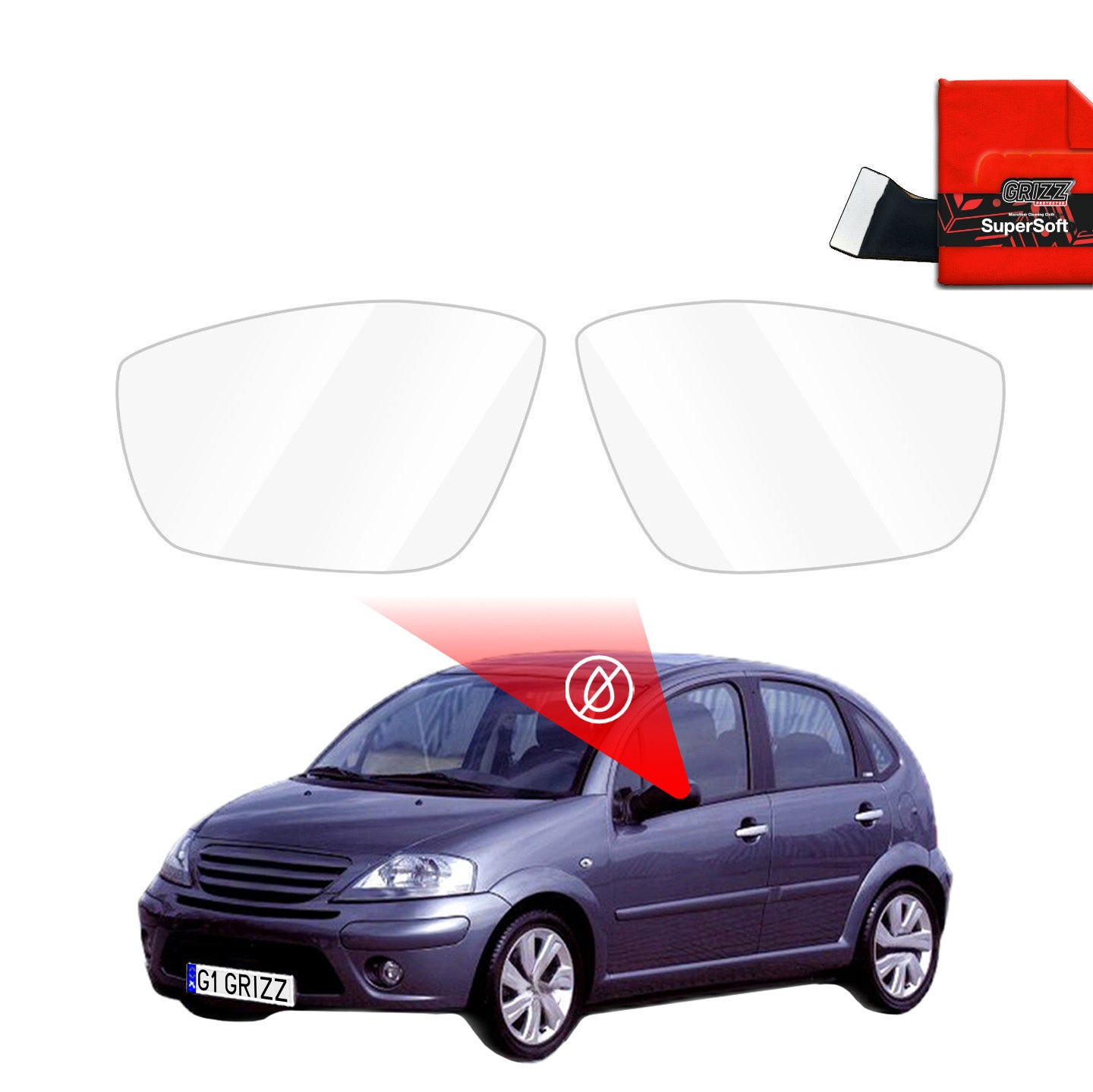 Regenschutzfolie Grizz Protector für Außenspiegel - Citroen C3 (2002-2010)