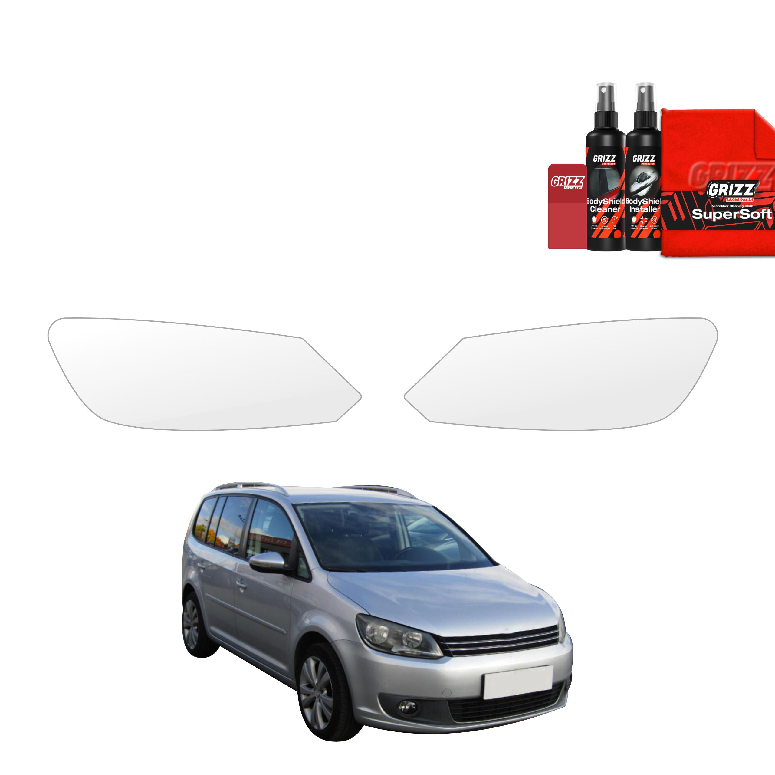 2in1 Schutzfolie Grizz Protector für Scheinwerfer - Volkswagen Touran I MPV 5D (2010-2015)