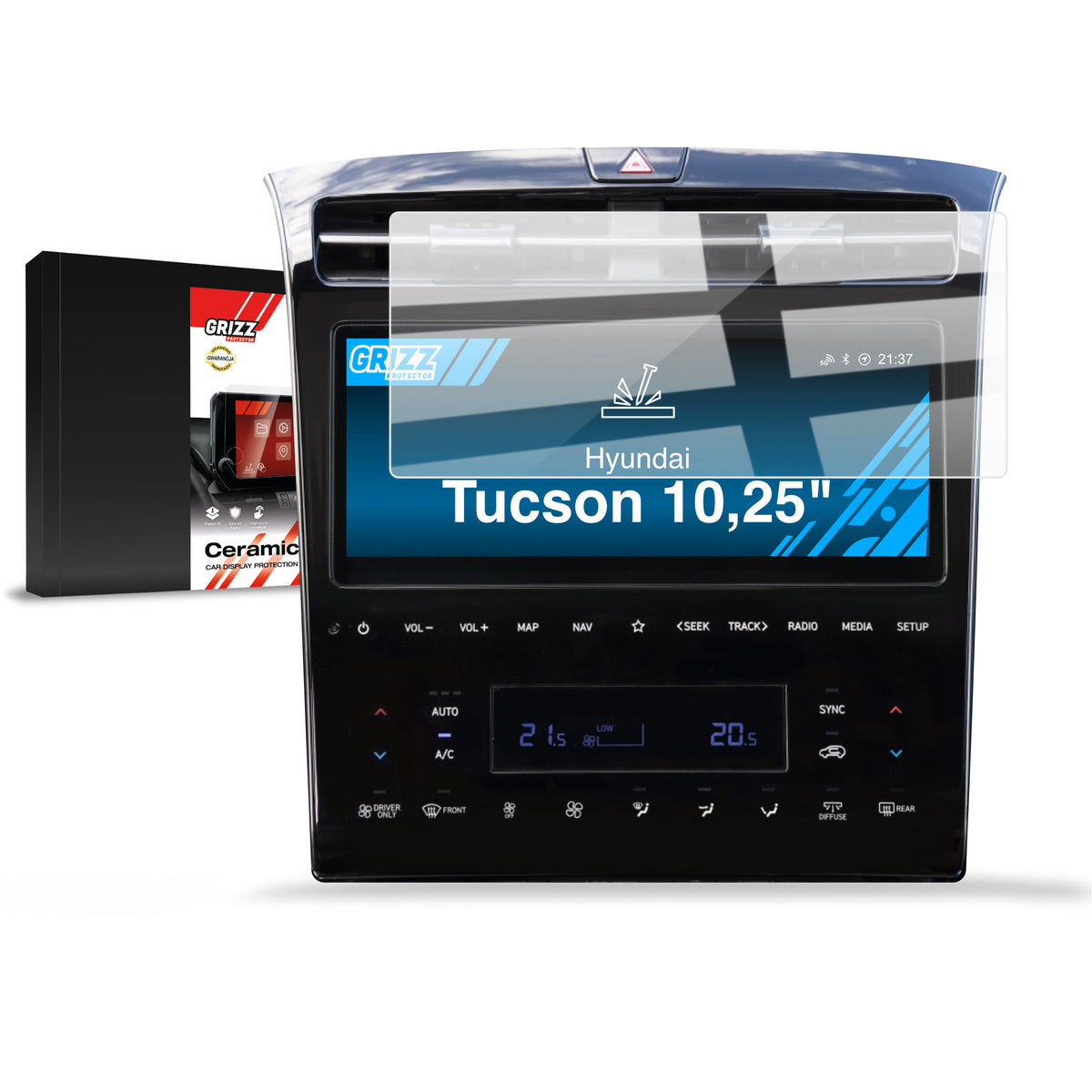 Keramische Autodisplayfolie für Hyundai Tucson 10,25" (2020-2024), Grizz Protector
