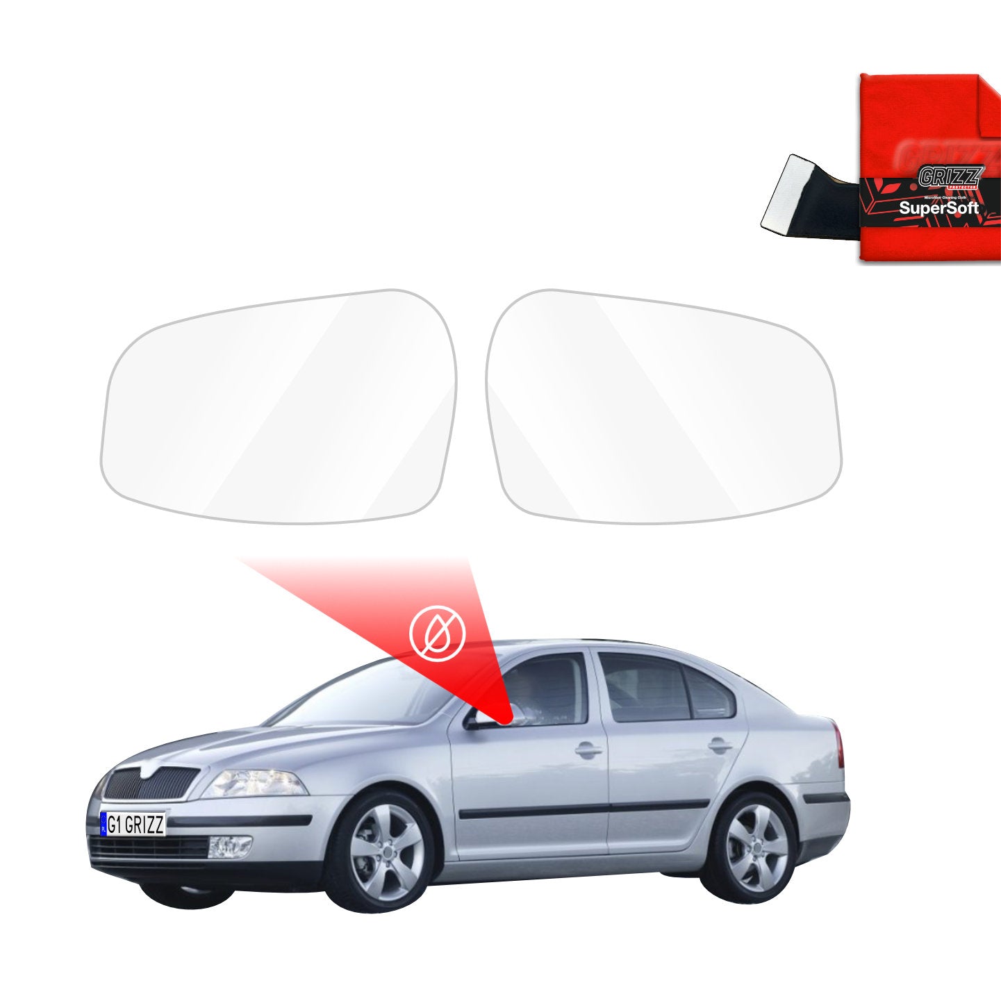 Regenschutzfolie Grizz Protector für Außenspiegel - Skoda Octavia 2 Hatchback (2004-2008)