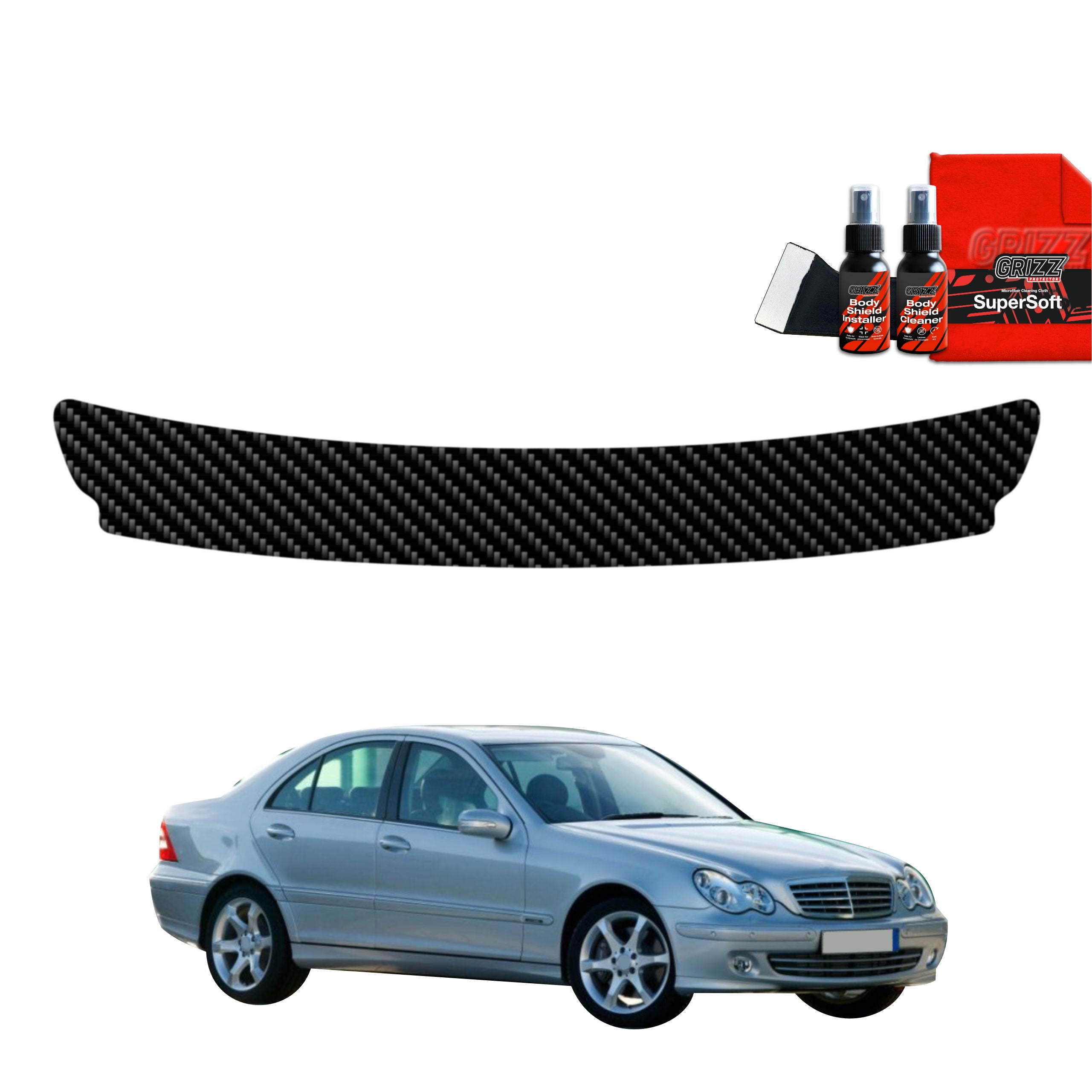 Kohlenstoff Schutzfolie Grizz Protector für Ladekante - Mercedes Benz C Klasse W203 Sedan (2000-2007)
