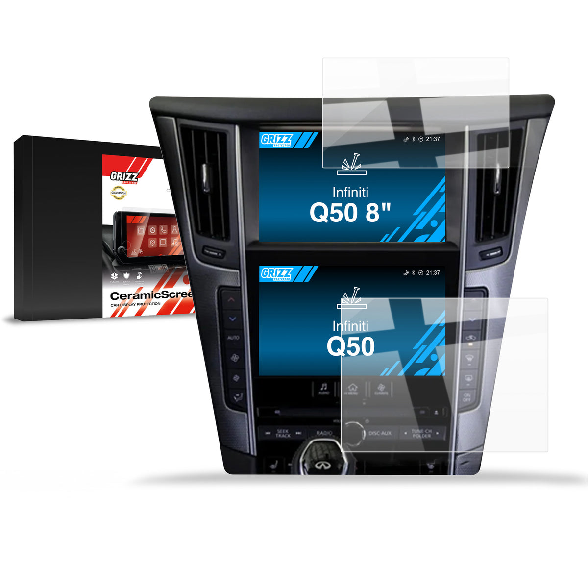 Keramische Autodisplayfolie 2in1 für Infiniti Q50 (2014-2020), Grizz Protector