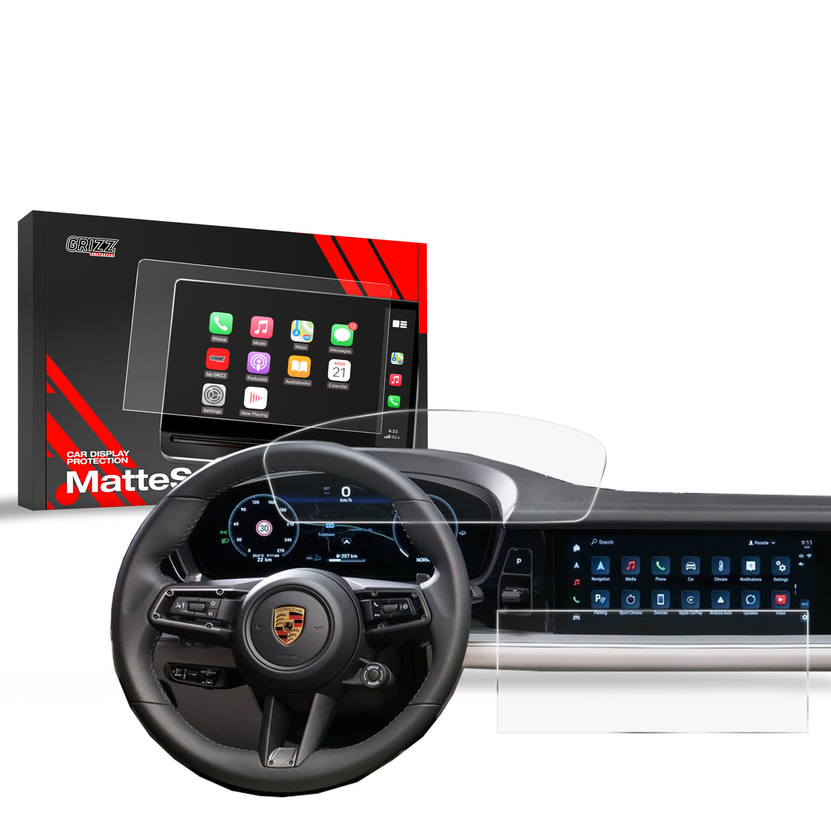 Matte Autodisplayfolie 2in1 für Porsche Panamera 3 (2024-2026), Grizz Protector