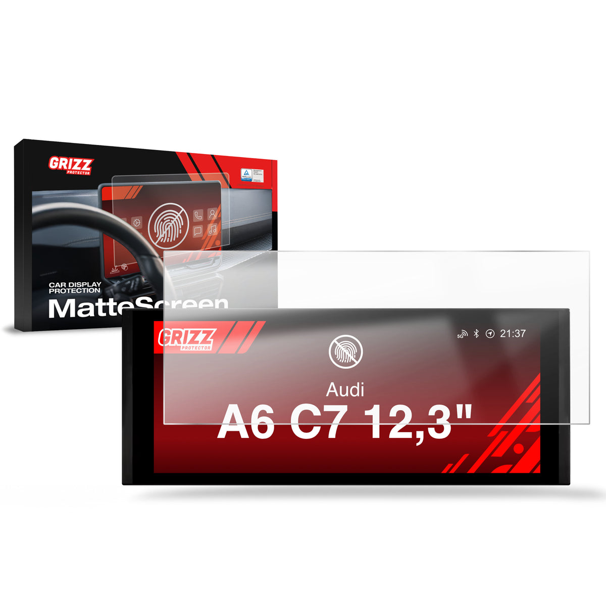 Matte Autodisplayfolie für Audi A6 C7 Android Radio 12,3" (2012-2018), Grizz Protector