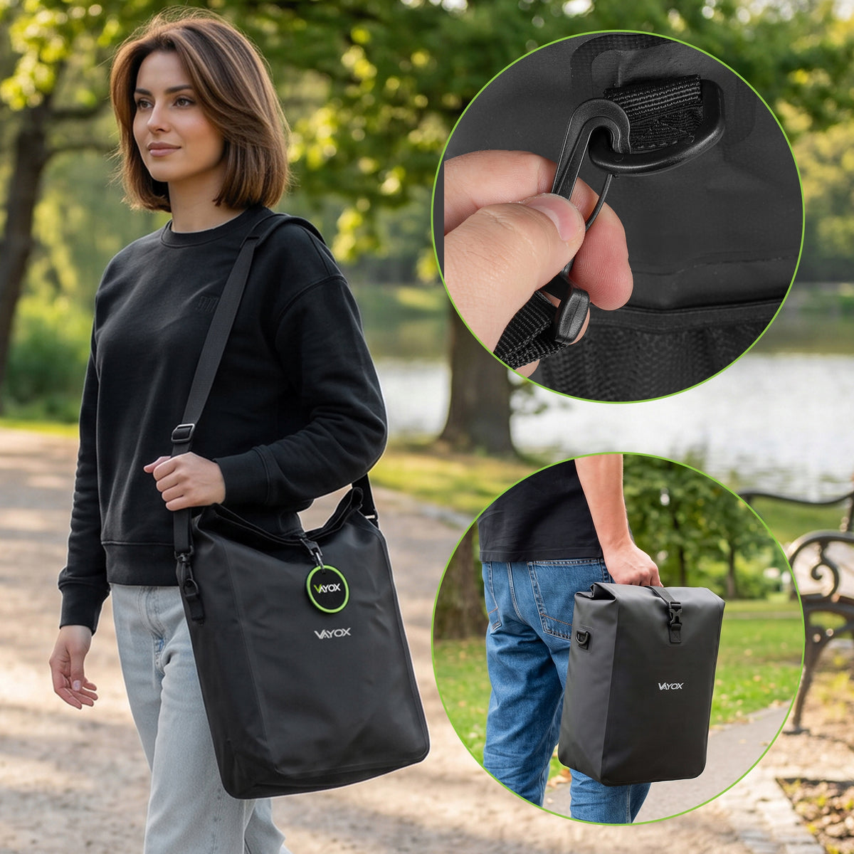 Fahrradtasche für den Gepäckträger, Vayox VA0444B 25L, Schwarz