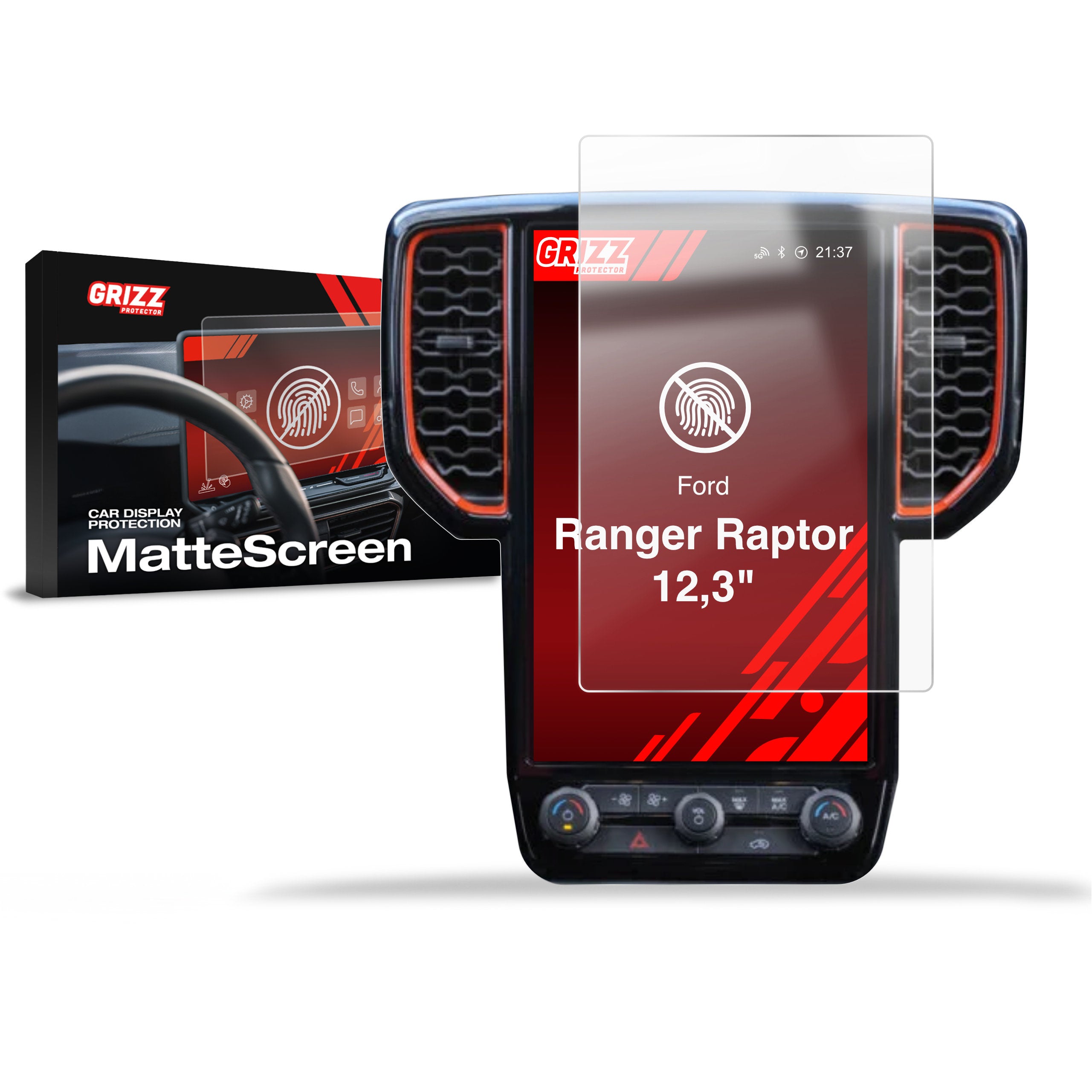 Matte Autodisplayfolie für Ford Ranger Raptor 12,3" (2023-2026), Grizz Protector