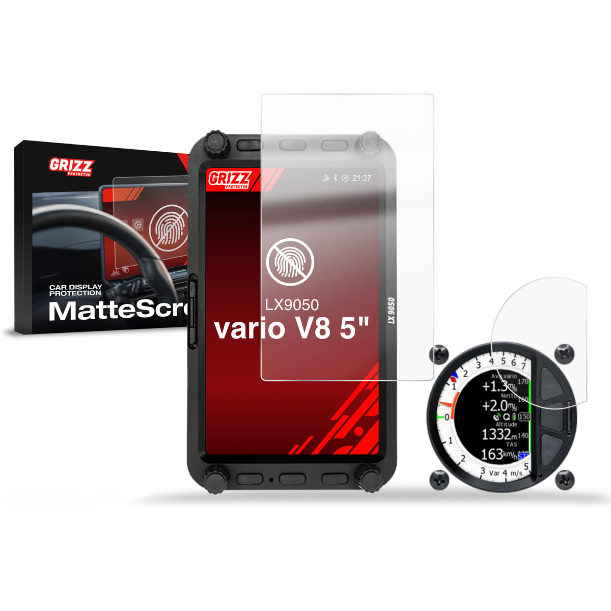 Matte Autodisplayfolie 2in1 für LX9050 vario V8, Grizz Protector