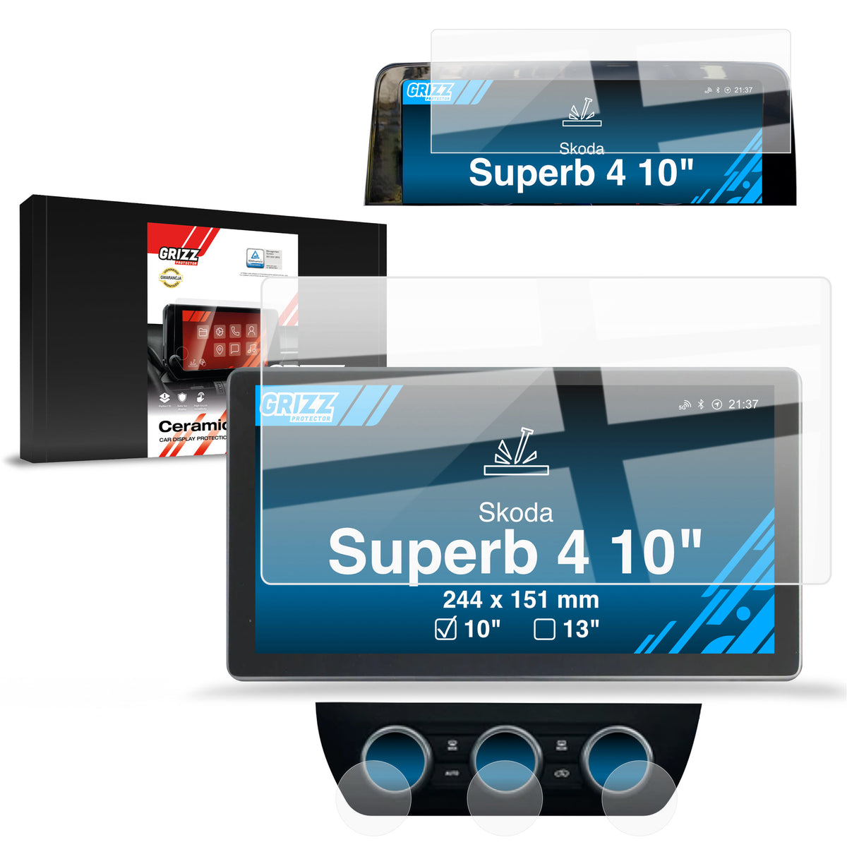 Keramische Autodisplayfolie für Skoda Superb 4 10" (2024-2026), Grizz Protector