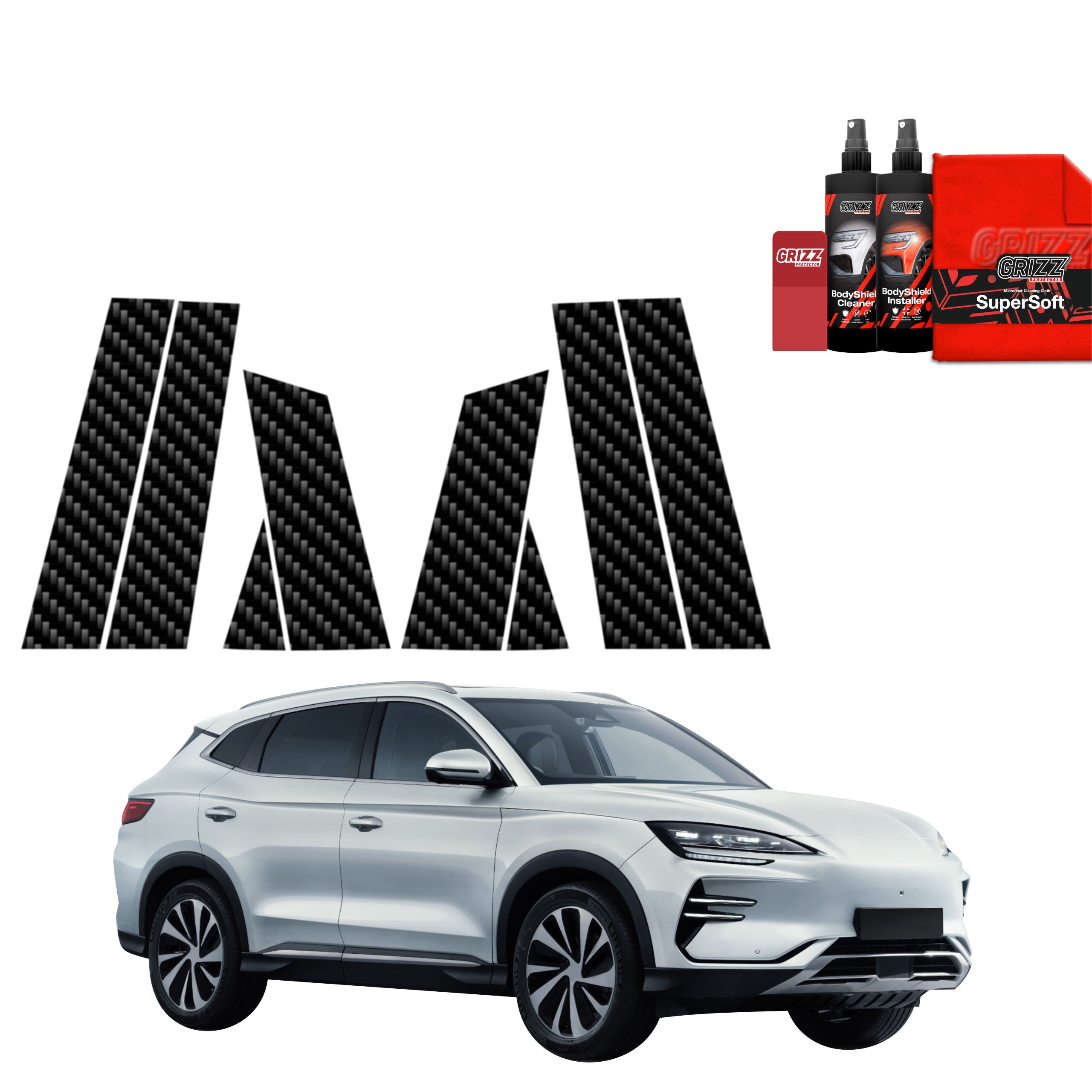 8in1 Kohlenstoff Schutzfolie Grizz Protector für B-C-Säule - BYD Seal U (2024-2026)