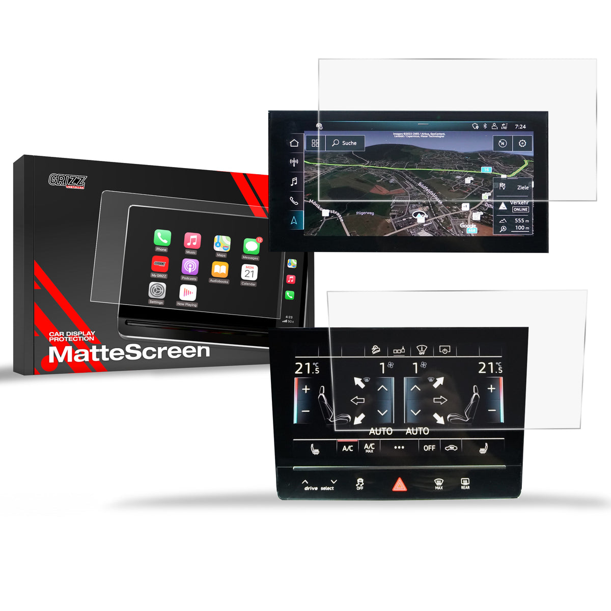 Matte Autodisplayfolie 2in1 für Audi Q8 e-tron (2022-2026), Grizz Protector