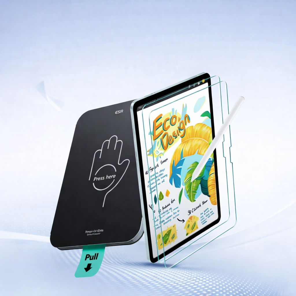 Schutzfolie mit Positionierungsrahmen ESR Paper Feel für Apple Air 13 M4 M3 M2, Transparent