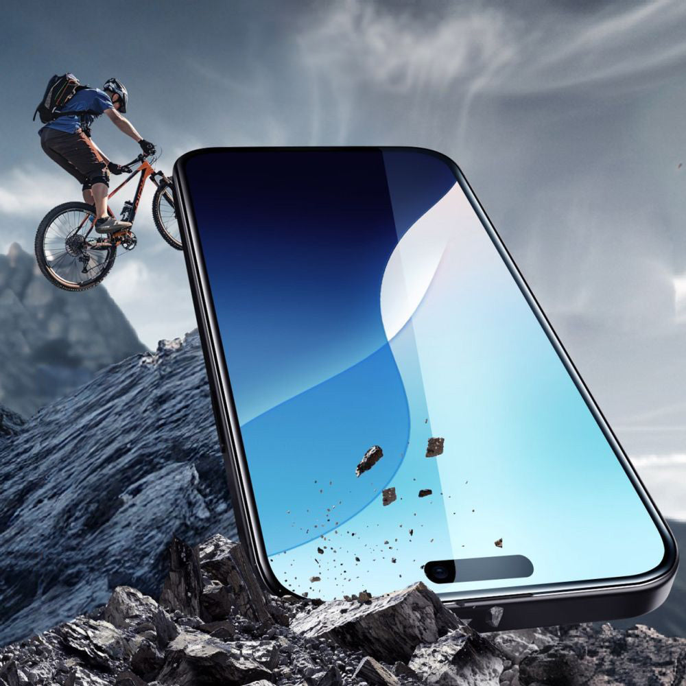 Gehärtetes Bildschirmglas mit Applikator für iPhone 16 Pro, ESR Armorite, Transparent mit schwarzer Rahmen