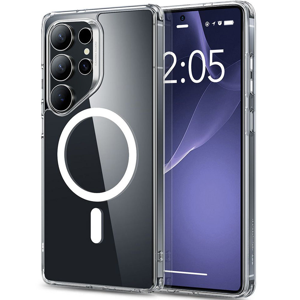 Handyhülle für Galaxy S25 Ultra für MagSafe, ESR Classic Hybrid Halolock, Transparent-Weiß