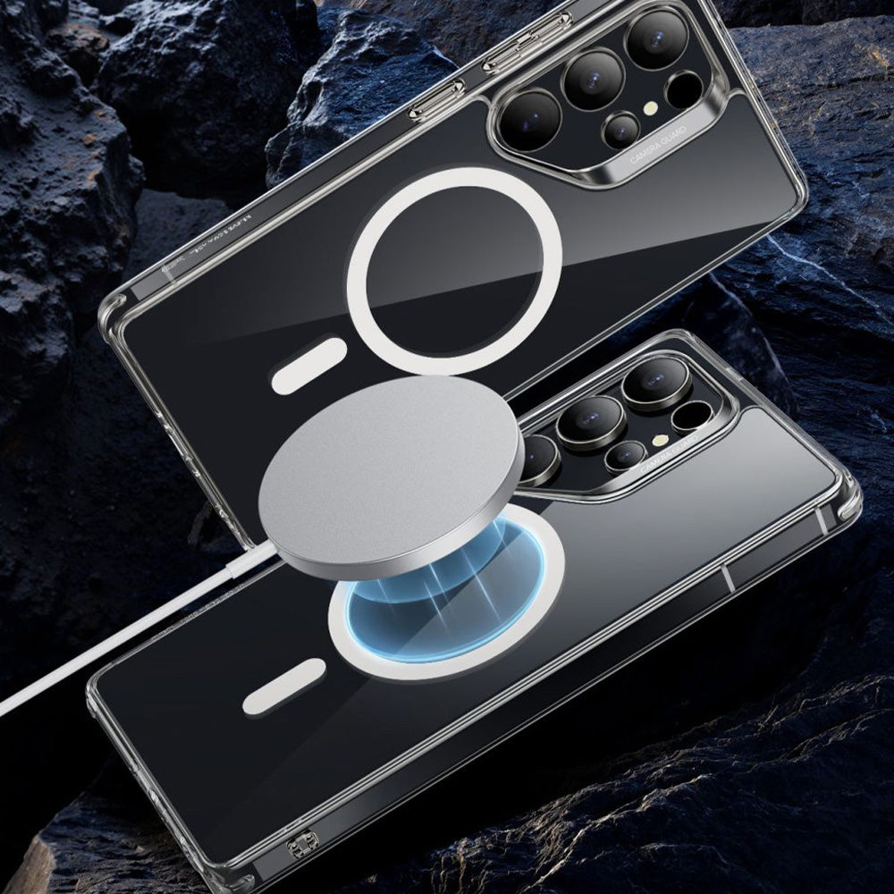 Handyhülle für Galaxy S25 Ultra für MagSafe, ESR Classic Hybrid Halolock, Transparent-Weiß