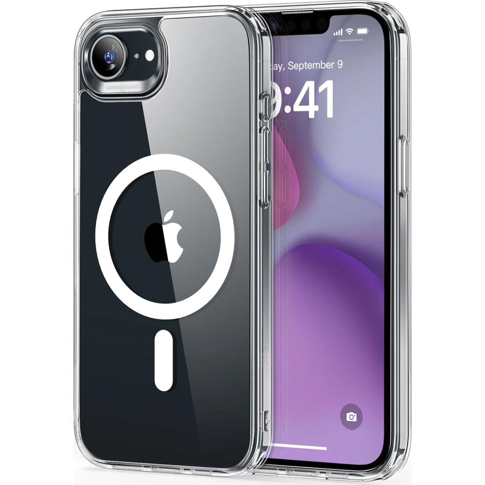 Handyhülle für iPhone 17e / 16e für MagSafe, ESR Classic Hybrid Halolock, Transparentes Weiß