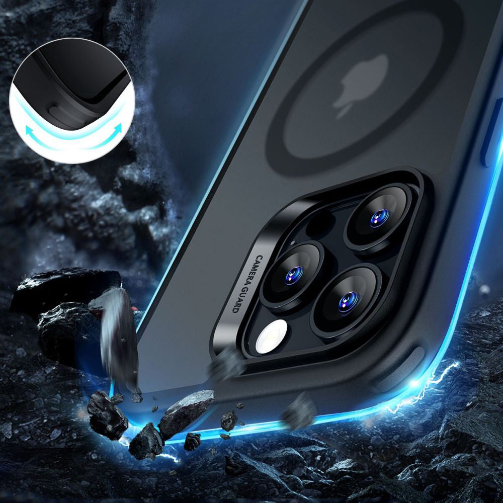 Handyhülle + Gehärtetes Glas für Bildschirm für iPhone 16 Pro Max mit MagSafe, ESR Classic Hybrid HaloLock, Durchscheinend-Schwarz
